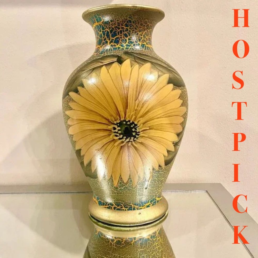 New Auc Neiman Marcus handmade hand painted ceramic tall vase